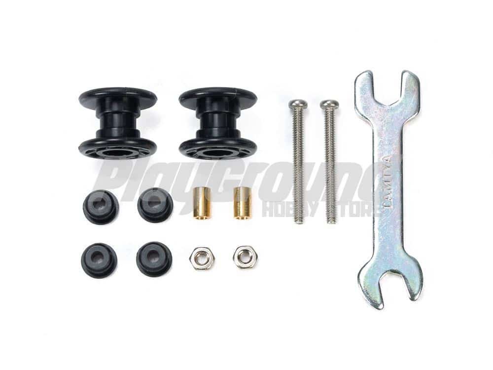 15529-1.jpg TAMIYA 15529 1/32 MINI 4WD LOW FRICTION PLASTIC DOUBLE ROLLERS (BLACK/13-13mm) - Image 1