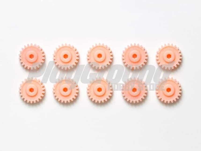 83600b313b352a76133a1c8fb0018cf8-1.jpg Tamiya 10311 1/32 Mini 4WD JR PRO G-22 Gear – Pink / 10pcs - Image 1