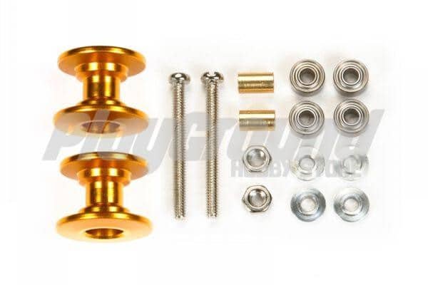 8c89aad3135c9080331421915a2cbd6e-600x400-1-1.jpg Tamiya 95581 Lightweight Double Aluminum Rollers (13-12mm/Gold) - Image 1