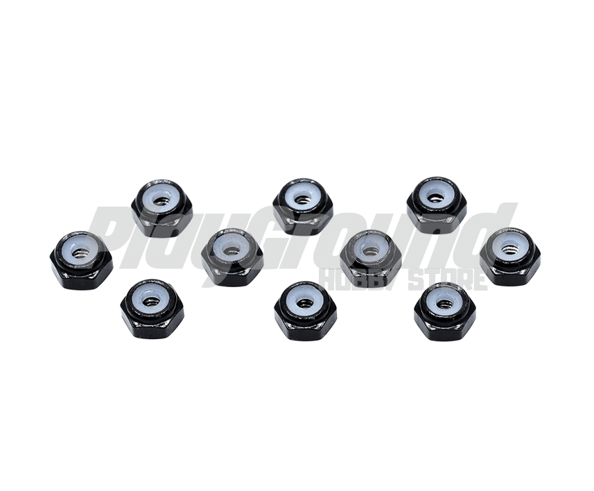 92433-1.png Tamiya 92433 1/32 Mini 4WD 2mm Alu Lock Nuts(Black, 10pcs) TKC25th - Image 1