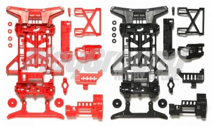 95242-1.jpg Tamiya 95242 JR SUPER X CHASSIS SET Reinforced (Red/Black) - Image 1