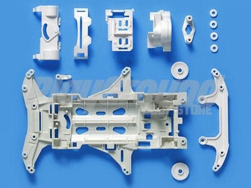 95317-1.jpg Tamiya 95317 1/32 Mini 4WD Reinforced VS Chassis Set – White - Image 1