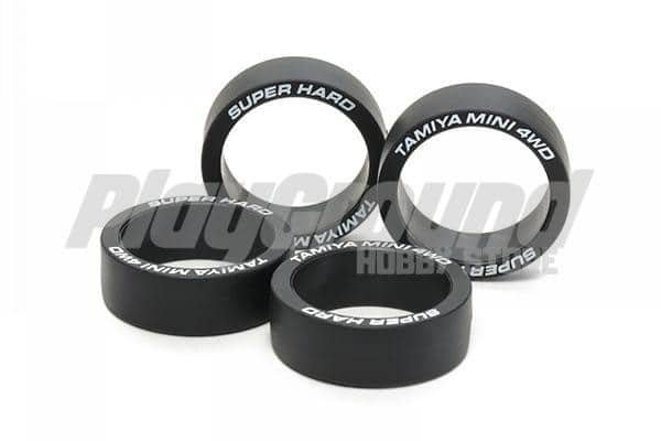 95374-2.jpg Tamiya 95374 1/32 Mini 4WD JR Super Hard Large Dia LP Tires – Black - Image 1