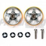 Tamiya 95385 1/32 Mini 4WD 19mm Aluminum Rollers (5 Spokes) w/Plastic Rings (Orange)