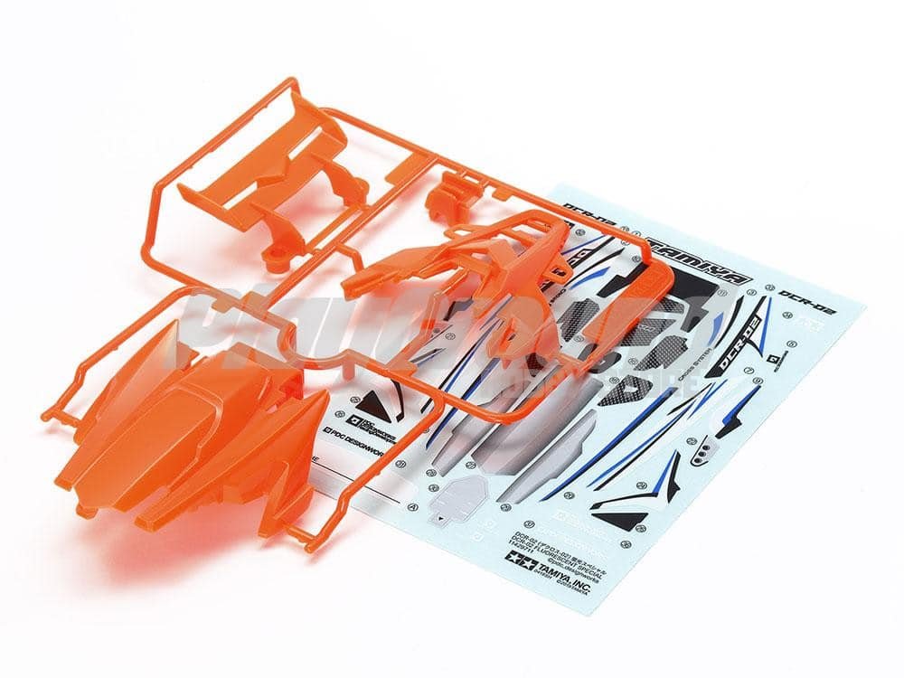 95511-1.jpg Tamiya 95511 1/32 Mini 4WD DCR-02 Body Parts Set (Fluorescent Orange) - Image 1