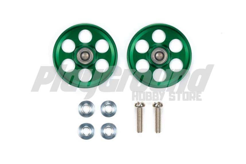 95607-1.jpg Tamiya 95607 HG Lightweight 19mm Aluminum Ball-Race Rollers (Ringless/Green) - Image 1