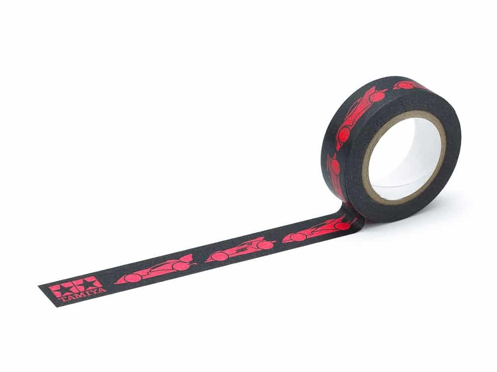 95667_1.jpg Tamiya 95667 Mini 4WD Fully Cowled Mini 4WD 30th Anniversary Multi-Tape (15mm width, Black/Pink) - Image 1