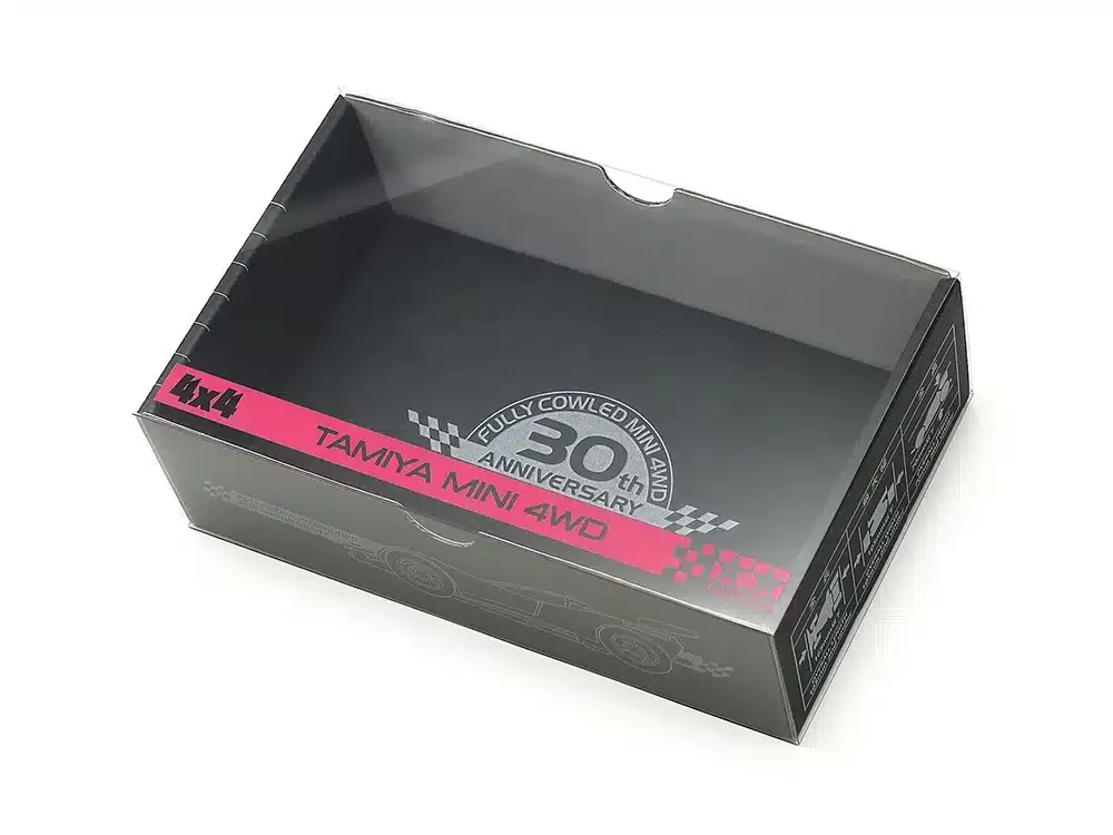 95670.webp TAMIYA 95670 1/32 FULLY COWLED 30TH ANNIV. BASIC MINI 4WD CAR BOX (BLACK) & SLEEVE - Image 1