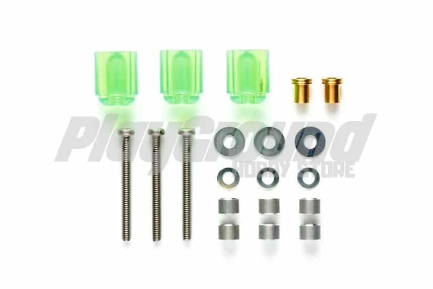 B66328F1-4F75-4D13-8345-8A0F5A1D21A3-1.jpeg Tamiya 95440 1/32 Mini 4WD Hi-Mount Tube Stabilizer Set (Clear Green) - Image 1