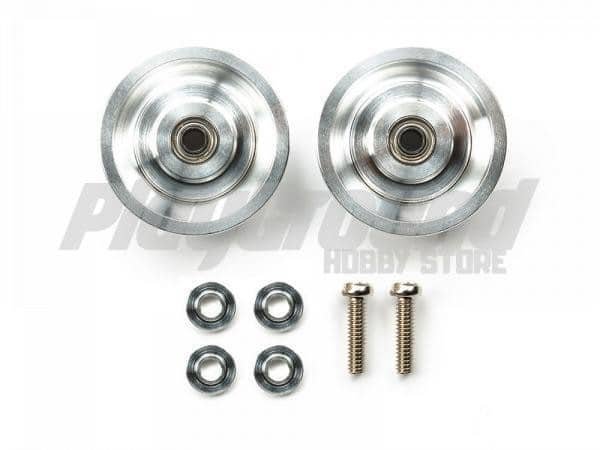 TA95436-600x450-1-1.jpg Tamiya 95436 1/32 Mini 4WD HG 19mm Tapered Aluminum Ball-Race Rollers (Ringless) - Image 1