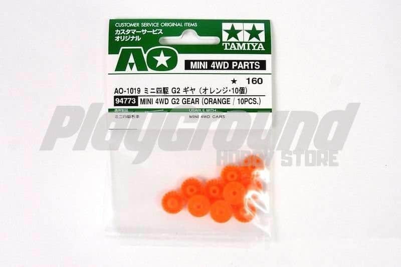 TA_94773-1.jpg Tamiya AO-1019 94773 1/32 Mini 4WD G2 Gear(Orange/10Pcs) - Image 1