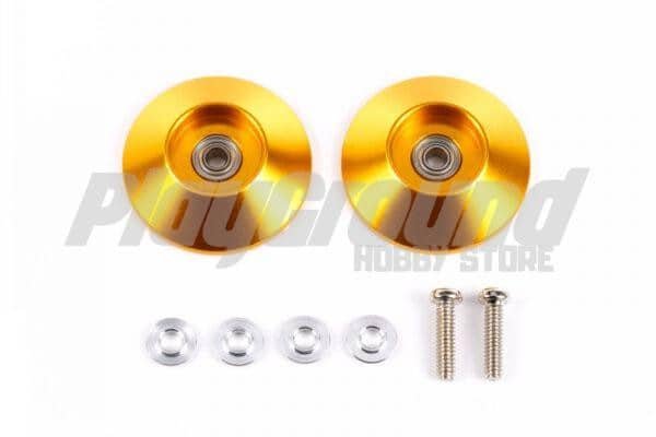 b7f1782a8809c95e8c1f088478839dc3-600x400-1-1.jpg Tamiya 95583 HG 19mm Tapered Aluminum Ball-Race Rollers (Ringless/Gold) - Image 1