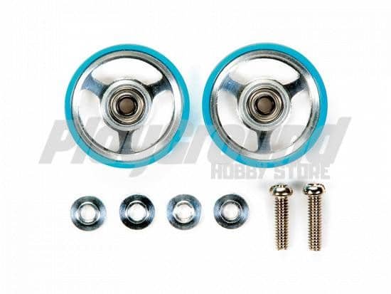 top-13.jpg Tamiya 95348 17mm Aluminum Rollers w/Plastic Rings (Light Blue) - Image 1