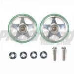 Tamiya 95493 19mm Aluminum Rollers (5 Spokes) w/Plastic Rings (Green)